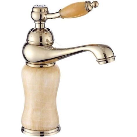 Vintage Waschtischarmatur aus reinem Kupfer, flacher Griff mit halbgesprühter Beschichtung, Waschtischarmatur (1/4)