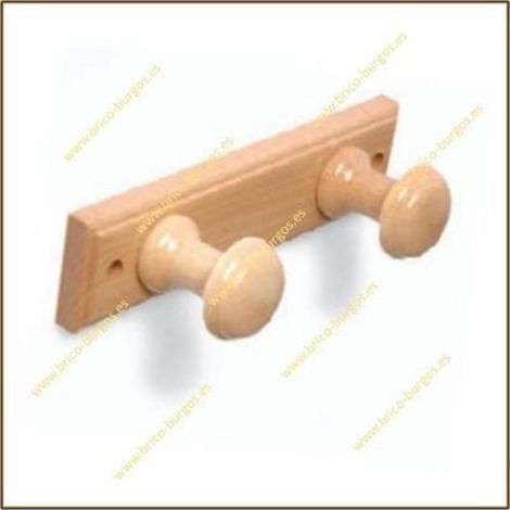 FPLUS percha madera 2 pomos , Percha madera en color pino con 2 pomos.