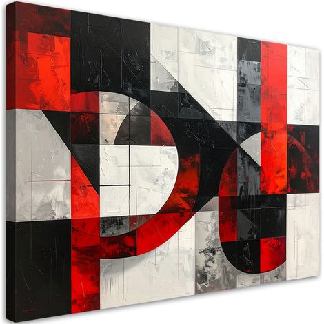 Wandbild Geometrische Abstraktion rot grau 60x40 cm (1/5)