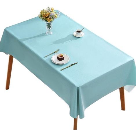 Tovaglia liscia - Motivo a foglie di loto - Tovaglia antimacchia - Leggera - Impermeabile - Tovaglia - 120 x 170 cm - Blu scuro (1/5)