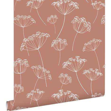 papier peint ombelles terracotta et blanc  - ESTAhome (1/5)