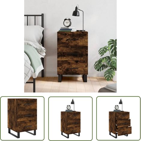 The Living Store Table de chevet chêne fumé 40x40x66 cm bois d'ingénierie - Table De Chevet - Meuble De Chambre - Armoire De Chevet - Commode - Design Moderne (1/5)