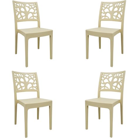 Sedia da bar cucina in polipropilene impilabile TETI Beige Set 4 (1/4)
