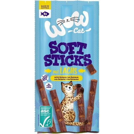 Wow Cat Weiche Sticks Weiche Katzenleckerlis 6 x 5 g – Lachs 6 x 5 g
