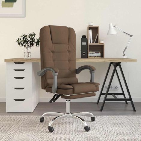 vidaXL Silla de oficina reclinable con masaje de tela marrón (1/5)
