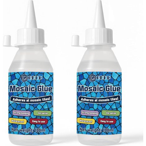 200ml Colle Mosaique, Transparent Étanche Résistant à l'humidité Adhésif pour Mosaïque, Convient au Verre, à la Céramique, au Bois, Pour une Utilisation en Intérieur Comme en Extérieur (1/5)