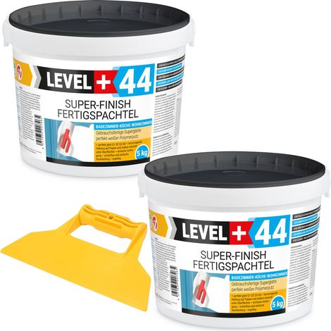 LEVEL+ Fertigspachtel Spachtelmasse L+44 - 2x5KG + Glattespachtel