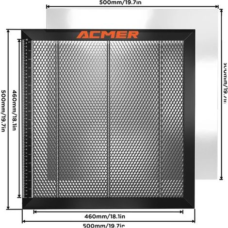 Tavolo a nido d'ape per laser, struttura metallica resistente, rapida dissipazione del calore, 500 x 500 mm. (1/2)