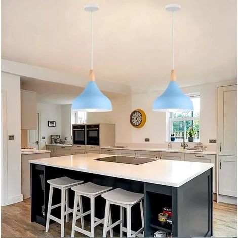2pcs Lustre Moderne,E27 Lampe de Plafon de Style Edison Suspension Luminaire en Goutte Chapeau pour Restaurant Cafe (1/4)