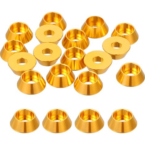 20 Pièces Rondelles à Tête Fraisée, Rondelles de Tasse M4 x 12 mm, Rondelle Fraisée, Rondelle Boulon En Aluminium Pour vis à tête, tige filetée, Accessoires Mécaniques, Or (1/5)