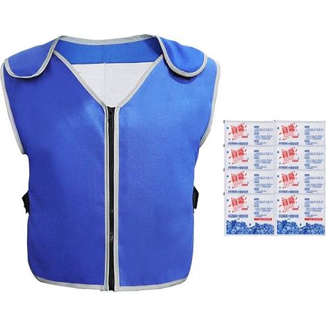 Générique Gilet Rafraîchissant Réfrigérants Réutilisables, Veste Refroidissante Flu avec 8 Plaques Gel pour Homme Femme, Léger Imperméable pour Chantier Moto Travail Extérieur Sport Été Anti-Chaleur (1/5)