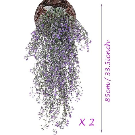 Lot de 2 - Panier Suspendu Fleur Artificielle - Fleurs Artificielles Sur Mur - Fleurs Suspendues - 85 cm Plantes (1/5)