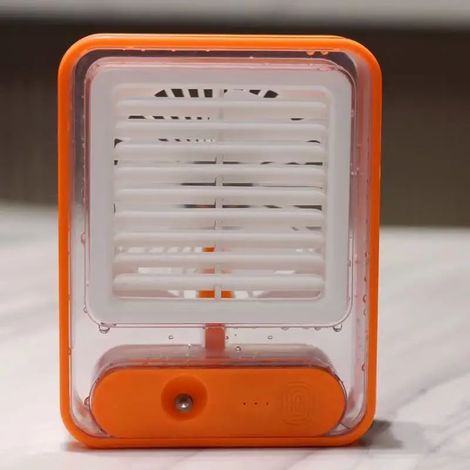 (Orange) Ventilateur humidificateur de bureau avec veilleuse LED, convient aux bureaux, dortoirs et chambres. (1/4)