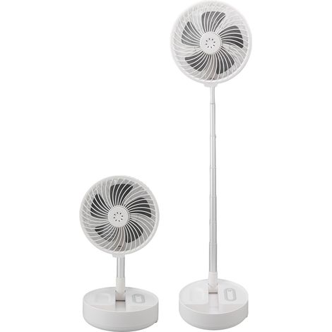 Ventilador de mesa telescópico recargable con luz y mando a distancia, 4 velocidades, puerto USB y batería de litio de 7200 mAh, portátil y plegable: ideal para el hogar y los viajes. (1/5)