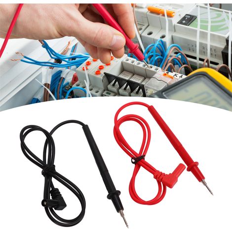 J.30032 Sonde universelle pour multimètre à filetage 2 mm, fil de sonde 2 mm, câble de sonde, 10 A, rouge et noir, vendu par lots de 5. (1/5)