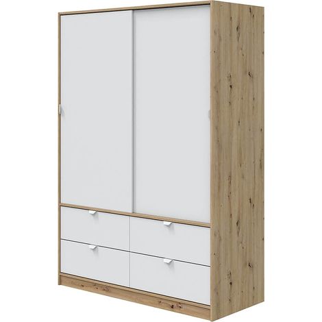 Armario 2 Puertas Ponna, Ropero de Dormitorio con Perchero, 60x200h cm Roble Nudos Marrón