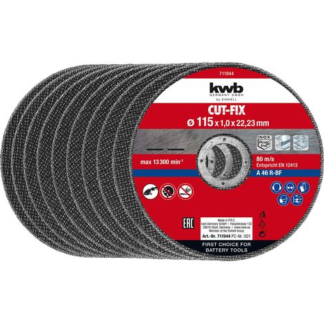 Einhell - Set di dischi da taglio sottili 115 x 1,0 mm (accessori per smerigliatrice angolare, 10 pezzi, Ø 115 x 1,0 x 22,23 mm, max. 13.300 min-1, extra sottili per una piccola perdita di materiale)