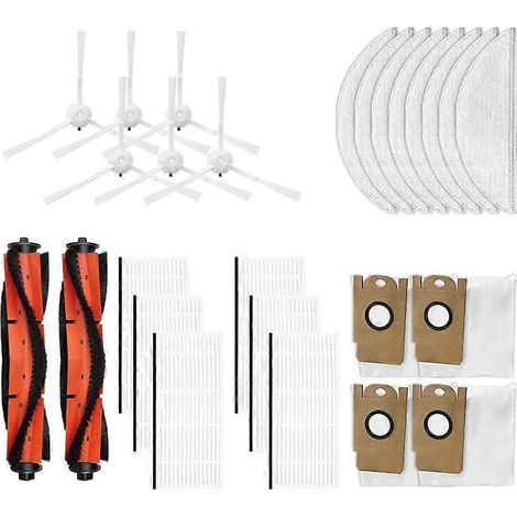 Pièces de rechange pour aspirateur robot Xiaomi Lydsto R1 / Lidstro S1 : brosse latérale principale, filtre HEPA, lingette de nettoyage et sac à poussière (1/5)