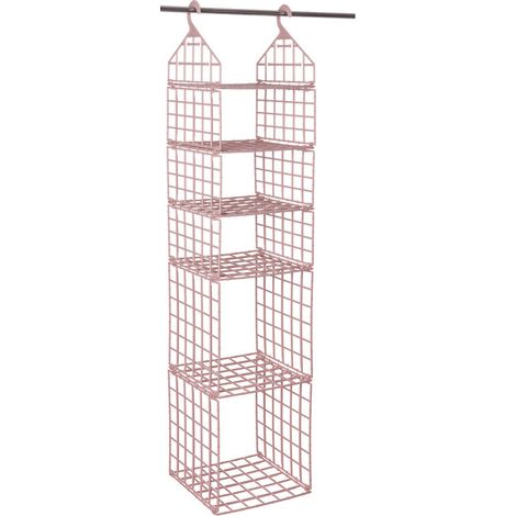 Organiseurs de placard suspendus pliables, réglables et séparables à 3-5 niveaux avec panier de rangement (rose) - 3 spécifications (1/5)