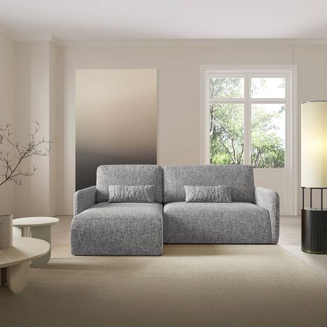 Umkehrbares und umwandelbares 3-Sitzer-Ecksofa mit Truhe Lazare Grau (1/5)