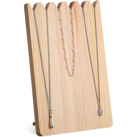 Présentoir à bijoux en bois, présentoir à colliers, ornement, vitrine, beauté naturelle, beige, compatible avec les bijoux, 1 pièce (1/5)