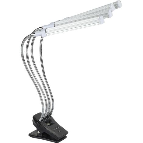 Lampe horticole LED 4 bras 96W avec écran digital, variateur multi-modes, lumière plein spectre, couleur argent, alimentation 100-240V, fiche européenne. (1/5)