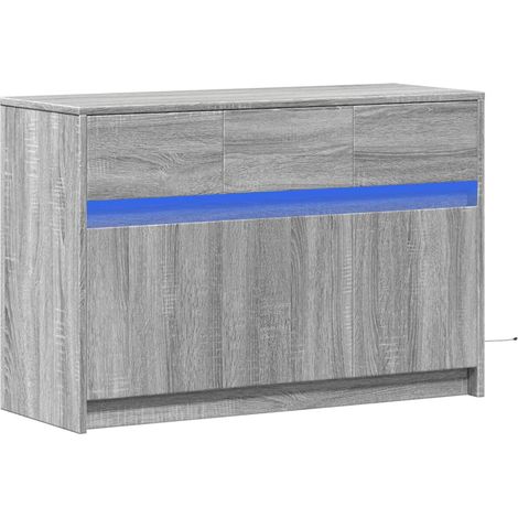 Soporte multimedia para TV estantería para televisión buffet para televisión comedor salón dormitorio con LED sonoma 91 x 34 x 61 cm madera contrachapada gris 020026502