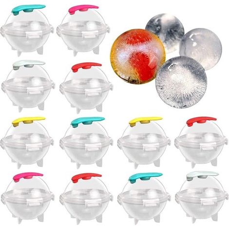 ONF3，Moldes redondos para cubitos de hielo，Forma esférica grande，Bolas de hielo caseras，Silicona y plástico，Ideal para gin tonic