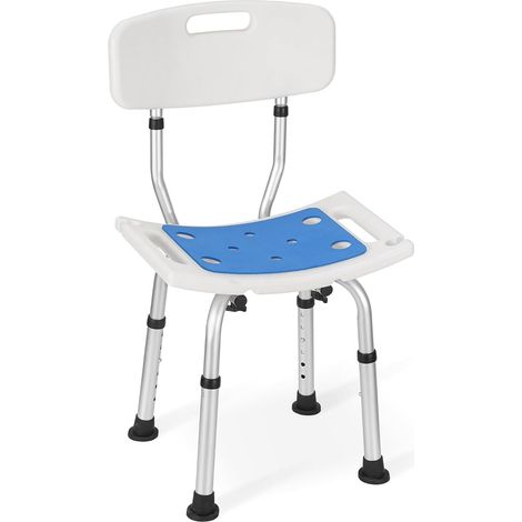 Chaise Douche, 6 hauteurs, sans Outils, Alu, antidérapant 6 hauteurs réglables, Assemblage sans outils, Antidérapante, Conçue pour la douche intérieure (1/5)
