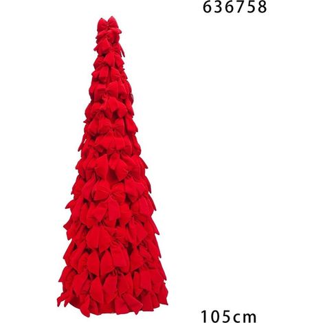 TRADE SHOP - Albero Di Natale Di Fiocchi Decorativo 105cm Ornamento Natalizio Da Appoggio Autoportante - Rosso (1/2)