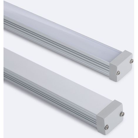 Profilé Aluminium Étanche IP65 en Saillie 2m pour Ruban de LED jusqu'à 10 mm Aluminium 2 m Blanc translucide