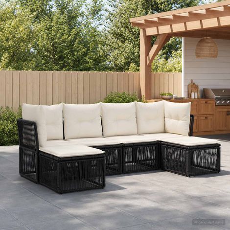 vidaXL Set Divano da Giardino 6 pz Nero polyrattan (1/5)