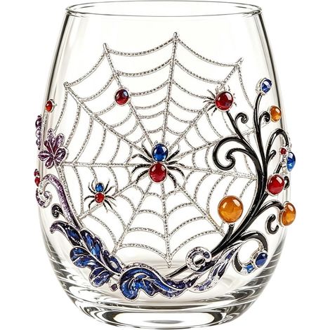 Mundgeblasenes Whiskyglas, Halloween-Design (1/2)