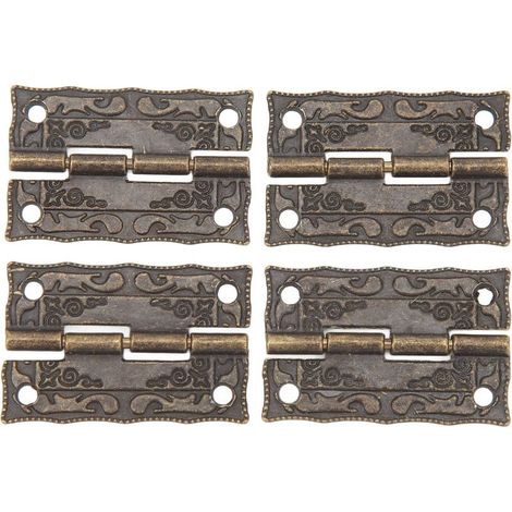 Lot de 20 Charnières Pliantes Antiques, Charnières de Décoration Rétro en Bronze en Alliage de Zinc avec Vis pour Coffre à Bijoux en Bois (1/5)