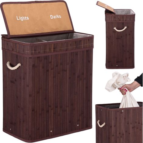 Wäschekorb aus Bambus mit Deckel, 100 l, wenge