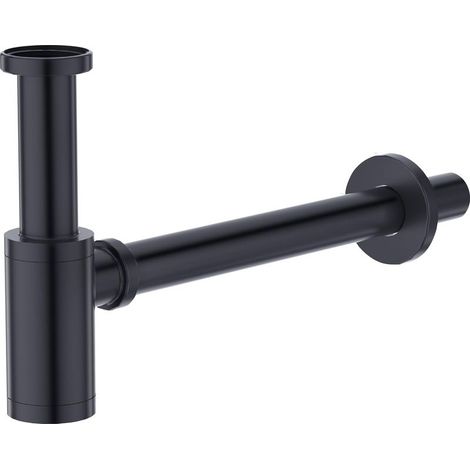 CYRILL –Siphon universel pour lavabo, siphon tubulaire 1 1/4" bonde d'évacuation pour lavabo salle de bain en acier inoxydable, noir (1/5)