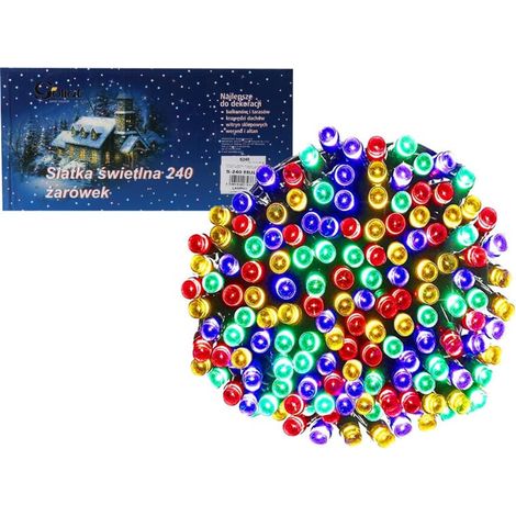 Rete luminosa colorata con lampadine sostituibili, 240 pezzi, per decorazioni esterne. (1/5)