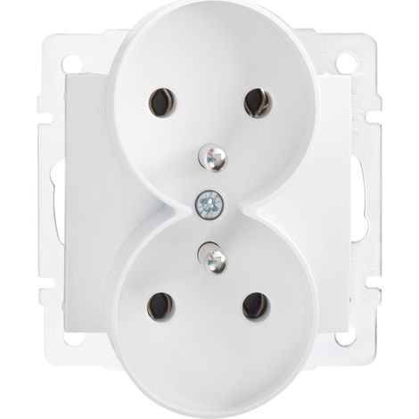 Enchufe doble Logi 2x2P+Z de tornillo 16A 250V Blanco 25092 (1/2)