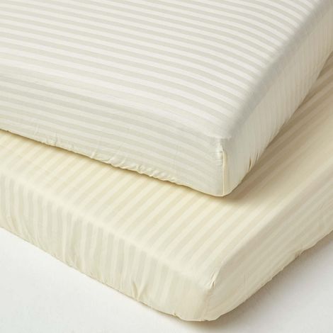 HOMESCAPES Spannbettlaken Kinderbett 70 x 140 cm, Fadendichte 330, 2er Set, gelb