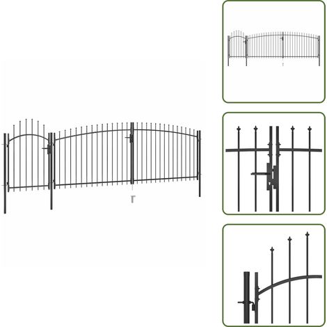Gartentor mit Speerspitzen 5x2 m Schwarz - Zauntor - Zauntore - Gartentor - Gartentore