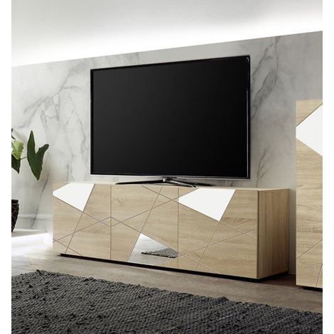 Meuble TV moderne 181 cm chêne samoa Larissa (1/5)