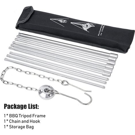 Aluminium-Kettenwinde mit Haken für Grillen und Camping – inklusive Aufbewahrungstasche und verstellbarer Höhe (1/4)