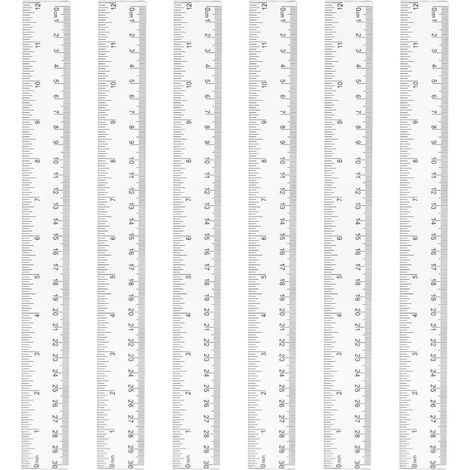 Juego de 6 reglas de plástico, 30 cm, doble escala, transparentes, para la escuela, la oficina y el hogar. (1/5)