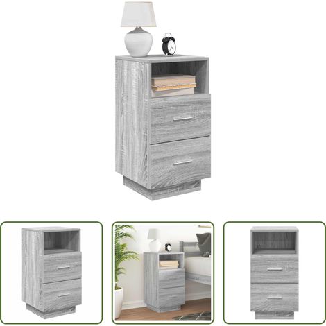 Schubladen - Nachttisch mit 2 Schubladen Grau Sonoma 36x36x68 cm (1/5)