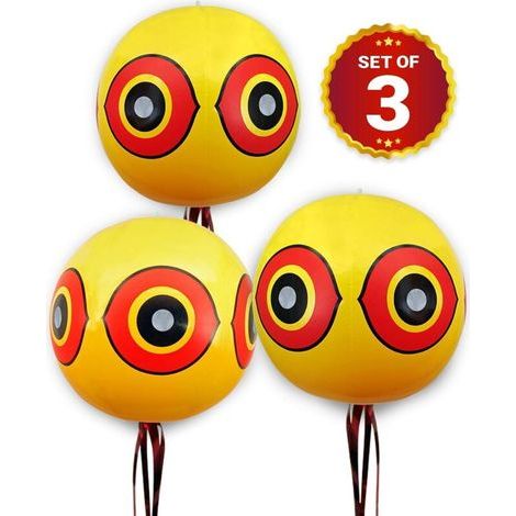 Ballons Repulsif - Anti Pigeon Effaroucheur d'oiseaux - pour éloigner Pigeons, Corbeau et Plus - à Utiliser avec Ultrason/pic/Filet - Paquet de 3 (1/5)