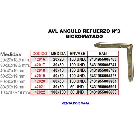 Renfort bichromaté AVL Angle 80x80
