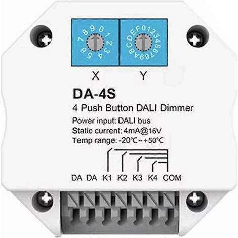 Variateur à bouton-poussoir DALI Signal 4 : Fonctionnement avec le maître DALI/l’alimentation du bus commutateur d’encodage da-4S sélection des adresses pour l’éclairage LED (1/5)