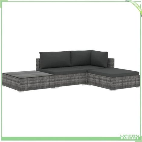 Salon de jardin - FAFEICY - 46779 - Résine tressée gris - Cadre acier enduit de poudre - Coussins 6 cm imperméable (1/5)