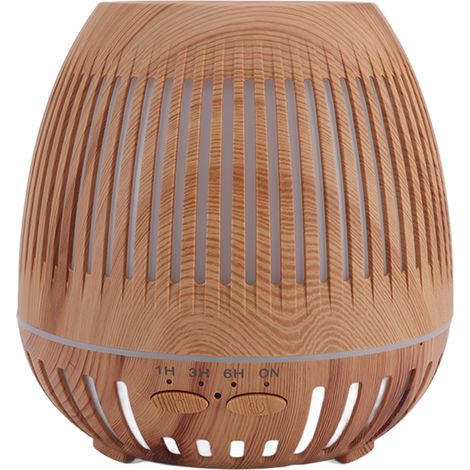 Humidificateur imitation bois 400 ml, 8 W, 24 V, télécommande, 35 dB, diffuseur d'huiles essentielles ultra silencieux avec lumières LED colorées, prise UE 100-240 V