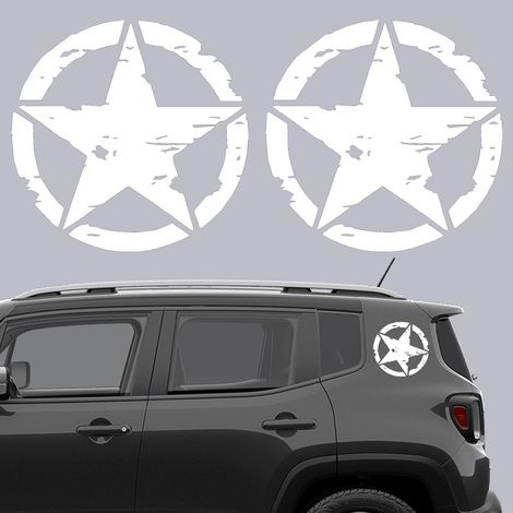 2 Unités Autocollant Étoile Militaire Blanc 15cm PVC Décoration Voiture Moto 4x4